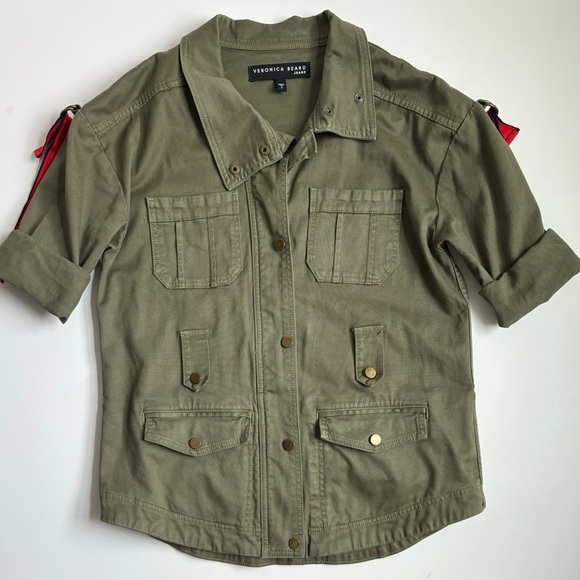 Veronica Beard Paulette Belted Jacket Olive Green Abbreviated Sleeves Small - Picture 15 of 17